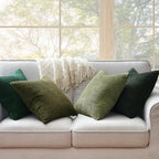 Topfinel Dark Green Euro Shams Decorative Throw Pillow Covers 22x22 Inch Set of 4,Soft Corduroy Striped Gradient Color Large Cushion Cover for Beach,Patio,Balcony,Living Room,Summer Home Decor - Image 4