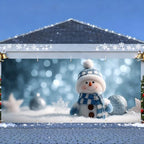 Christmas Garage Door Banner 7x16FT Snowman Winter Scene, Cute Holiday Garage Door Cover for Outdoor Xmas Decorations & Driveway Displays - Image 2