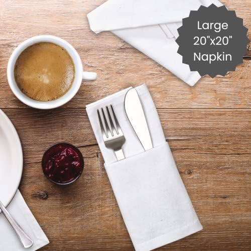 Cotton Clinic Cloth Dinner Napkins - Perfect Everyday Use Table Napkins - Soft Durable Washable - Ideal for Party Wedding Christmas Easter - Set of 12-20x20 inches White Napkins - Image 4