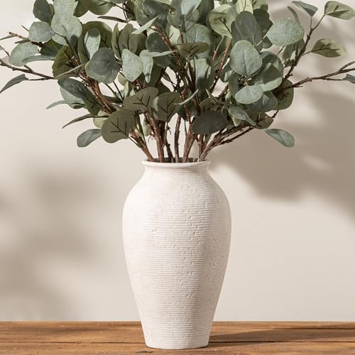 Vanselia Ceramic Flower Vase Home Decor - Large Tall Farmhouse Table Vases Rustic Vintage Living Room Kitchen Bedroom Decorations for House Book Shelf Office Coffee Desk Dining Fireplace (12" Rustic) by VanseliaHome
