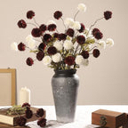 DuHouse 9pcs Artificial Flowers Faux Silk Pompon Mum Chrysanthemum Ball - Image 3