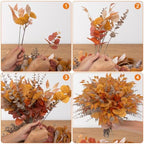 lovemoon 260 Pcs Fall Mixed Greenery Artificial Eucalyptus Stems, Orange - Image 7