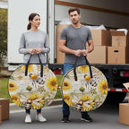 Summer Sunflower Bee Round Storage Bag 24 Inch, Yellow Floral Plants Wood Grain Rustic Clothes Storage Container with Handles Heavy Duty Organizer for Comforter, Bedding & Holiday Wreaths - Image 4