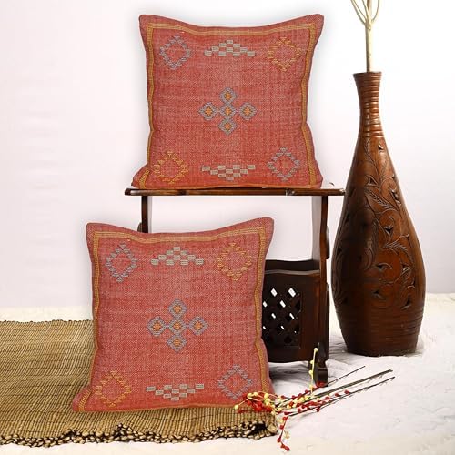 Indian Cotton Cushion Cover Sabra Kilim Pillow Cover Designer Decorative Sofa 18x18 Inche Handwoven Cushion Case for Farmhouse Home Decor Spring Decorative Pillow (Pattern 20) - Image 5