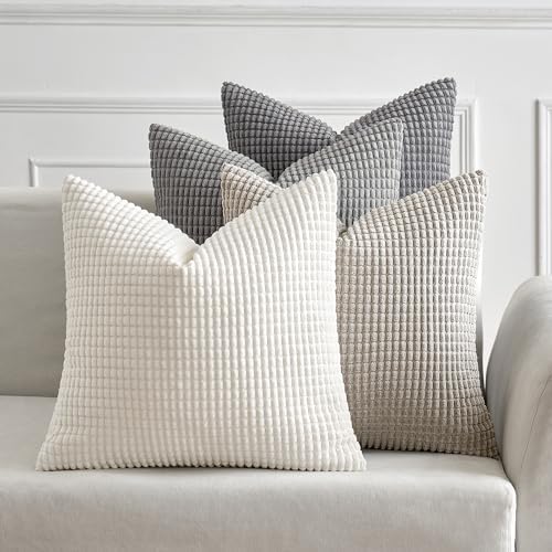 MIULEE Neutral Decorative Pillow Covers 20x20 Inch Set of 4 Modern Grey by MIULEE