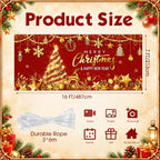 Tiamon Christmas Garage Door Cover Banner 7x16 ft Outdoor Xmas, Red Gold - Image 2