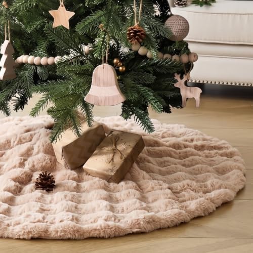ORTIGIA Oatmeal Bubble Faux Fur Christmas Tree Skirt 36 Inch by ORTIGIA