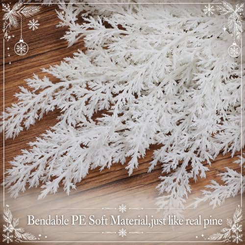 2 Pcs White Christmas Pine Door Swag, 28'' Artificial Cedar Teardrop Swag - Image 3