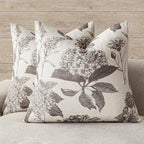 Foindtower Set of 2 Linen Floral Vintage Throw Pillow Covers Neutral Accent Decorative Cushion Covers Farmhouse Boho Home Decor for Sofa Chair Couch Bedroom Living Room,20×20 Inch,Light Gray by Foindtower