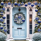 Shappy 12 Pcs Christmas Ball Tree Ornaments Silk Satin 3.15 Inch, Navy Blue - Image 5