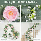 TOCHGREEN 4 Pack Artificial Eucalyptus Flower Garland with Pink Roses - Image 5