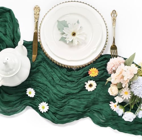 12 Pack Emerald Green Cheesecloth Table Runner 10Ft 23 x 120 Inch - Image 3
