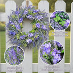 26" Artificial Spring Wreath for Front Door - Large Silk Hydrangea Daisy Rose Mixed Floral Wreath - Farmhouse Porch Wall Decor, Easter Mother's Day Decoration (Multicolor) (Purple, 24in) - Image 4