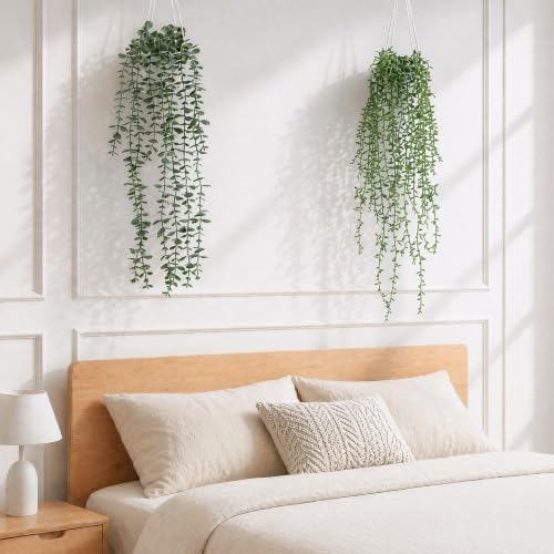 Artificial Hanging Plants, 2 Pack Macrame Plant Hanger with Pots - Image 6