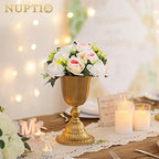 NUPTIO Pcs of 10 Fake Flower Ball Arrangement Bouquet,15 Heads Plastic Roses with Base, Suitable for Our Store's Wedding Centerpiece Flower Balls for Centerpieces Home Décor (Pink Champagne & White) - Image 4