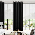 KOUFALL Black Curtains 96 Inches Long for Living Room Bedroom,Window Treatments Heat Blocker Sleep Out Grommet Microfiber Polyester Blackout Room Darkening Curtain Drapes 96 Inches Long 2 Panels Set by KOUFALL