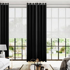 KOUFALL Black Curtains 96 Inches Long for Living Room Bedroom,Window Treatments Heat Blocker Sleep Out Grommet Microfiber Polyester Blackout Room Darkening Curtain Drapes 96 Inches Long 2 Panels Set by KOUFALL