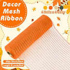 10 Pcs Fall Ribbon 4 Mesh Ribbon 6 Fall Burlap Wired Edge Ribbons - Image 4