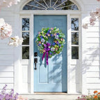 Spring Summer Wreaths for Front Door 24 Inch, Outdoor Summer Wreath with Pansy, Hydrangea & Floral Accents, Spring Wreath for Front Door Outside, Summer Wreaths Front Door for Home Decor - Image 5