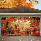 16X7ft Fall Garage Door Cover Decorations Autumn Maple Leaves Forest Sunflower Pumpkins Banner Hanging for Thanksgiving Holiday Party Background Sign House Decor by ChloropLastidFamilyProducts