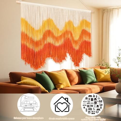 Tiamon Boho Wall Decor - 59''W x 35.4'' L Macrame Wall Hanging Dip-Dye Large Tapestry Art for Home Bathroom Farmhouse Bedroom Living Room Office Natural Modern Rustic Decoration - Image 6
