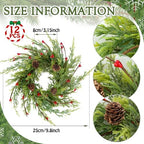 12 Pcs Artificial Christmas Candle Rings 9 Inch Cedar Pine Garland Wreaths with Red Berries Pinecones Wreaths Pine Needles Candle Ring Holder for Christmas Winter Decorations Table Centerpiece - Image 3