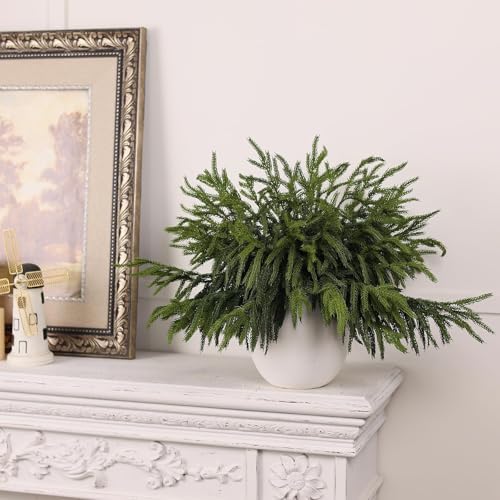 40Pcs 18"Lifelike Touch Artificial Christmas Norfolk Pine Branches for Vase - Image 2