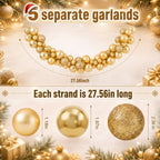 Silipull 5 Pcs 2.3 ft Large Christmas Ball Garland Ornaments, Gold - Image 2