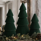 Christmas Decorations - Set of 3 Velvet Ceramic Christmas Trees (Green) by moredots