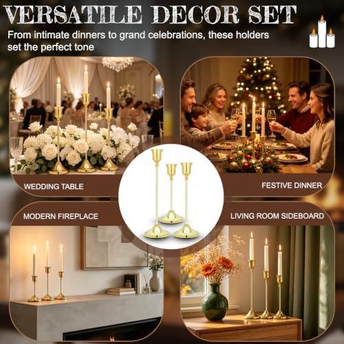 10 Sets Gold Candle Holders, 30-Pack Brass Taper Candle Holders - Image 7