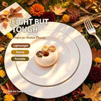 FLOWERCAT 60PCS White Plastic Plates - Heavy Duty White Disposable Plates for Outdoor/Fall Party/Wedding -serve for 30 guests Include 30PCS 10.25" & 30PCS 7.5" Plates for Thanksgiving - Image 6