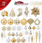SHareconn 135Pcs Christmas Tree Ornaments Set, Christmas Tree Decorations - Image 2