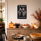 Vintage Metal Tin Sign Halloween Skeleton Couple Roses Gothic Romance Wall Art for Bedroom Bar 6×8 Inches with Metal Frame - Image 4