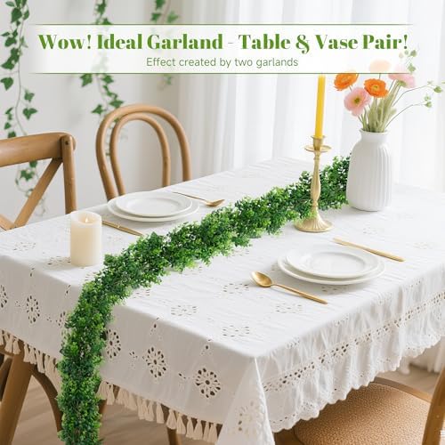 DDHS 2Pcs Artificial Boxwood Garland, 6FT Fake Plant for UV Outdoor - Image 3