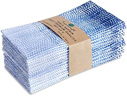 FINGERCRAFT Cloth Napkins Set of 12 Cotton Linen, 20x20 Inch, Blue Ombre by FINGERCRAFT