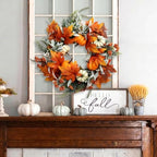 Fall Decor Wreaths for Front Door, 20 Inch Autumn Wreath with Pumpkins - Image 2