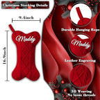 Personalized Dog Christmas Stockings 4 Pack, Custom Name Knitted Christmas Stockings, 16.9” Large Xmas Stocking for Dogs Cats Pets, Bone Shape Fireplace Hanging Holiday Xmas Party Decoration - Image 4