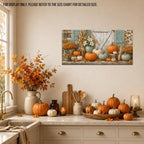 WAXWHELK Pumpkin Fall Canvas Wall Art, Barn Pumpkins Flowers Door Harvest Painting Pictures Rustic Farmhouse Artwork for Home Decor, Autumn Thanksgiving Prints (12"x24") - Image 3