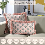 Ridhi Salmon Blossom Floral Block Print Throw Pillow Covers 20x20 Inch - Image 6