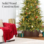 Best Choice Products Christmas Tree Collar, Solid Wood Slatted Tree Skirt Holiday Accessory for Home - Walnut - Image 5