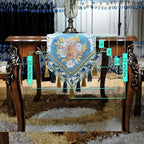Extra Luxury Velvet Blue Table Runner 120 Inches Long with Vintage Damask Jacquard Design for Dining Room,Living Room,Home Decor,Elegant Beaded Tapestry (N-Blue, 13×90 inch) - Image 3