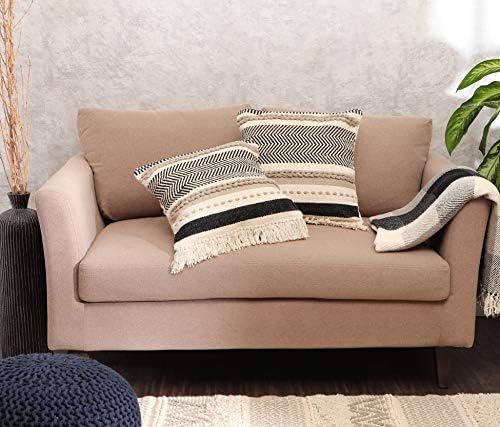 · REDEARTH · Boho Textured Handwoven Throw Pillow Cases Chevron Maze Black - Image 2