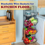 X-cosrack Metal Wire Basket Wall Mount, 4 Tier Extra Large Wall Storage Basket Organizer with Chalkboards, Kitchen Fruits and Vegetables Produce Bin Rack Toys Organizer Bathroom Tower Baskets (Black) - Image 6