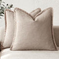Foindtower Decorative Linen Fringe Throw Pillow Covers 26×26 Natural Linen by Foindtower