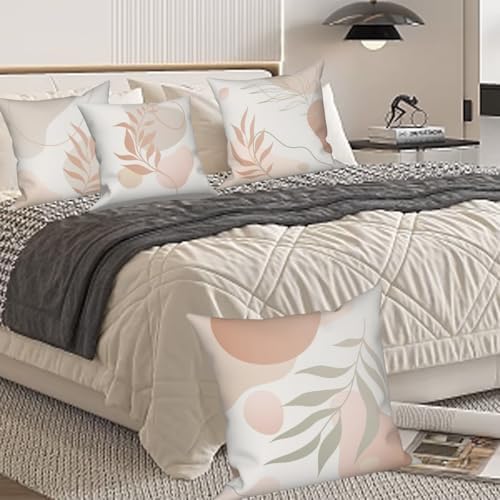 Abstract Boho Throw Pillow Covers 26"x26" Set of 4, Morden Minimalist Geometric Leaves Cushion Cover for Sofa Chair Couch Bed Office Garden Patio Farmhouse Indoor Outdoor Decorative - Image 4