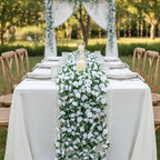 Suncalla 30 Pcs 246ft Flower Garland Artificial Vine with Green Leaves Hanging Fake Flower Vines Ivy Garlands Wall Garden Decor for Room Wedding Birthday Arch Decor (White) - Image 6