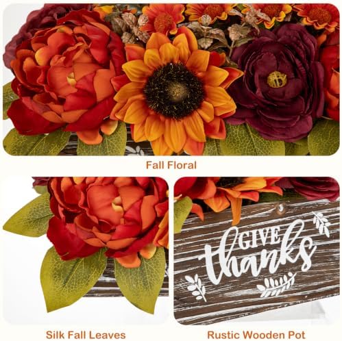 Fall Centerpiece for Table Fall Fake Flower in Pot Fall Floral Arrangement - Image 3