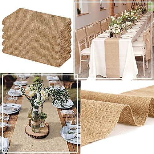 FQTANJU Burlap Table Runner, 12x108 Inch Rustic Jute Table Runner for Wedding & Kitchen, 5-Pack for Thanksgiving Easter Baby Shower Decor - Image 5