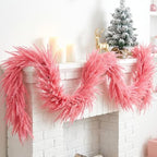 2Pcs Pink Christmas Norfolk Pine Garland,6Ft Artificial Pine Garlands Decor by PurpleStar