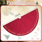 HyDren 72 Inch Velvet Christmas Red Tree Skirt(Classical Style) - Image 3